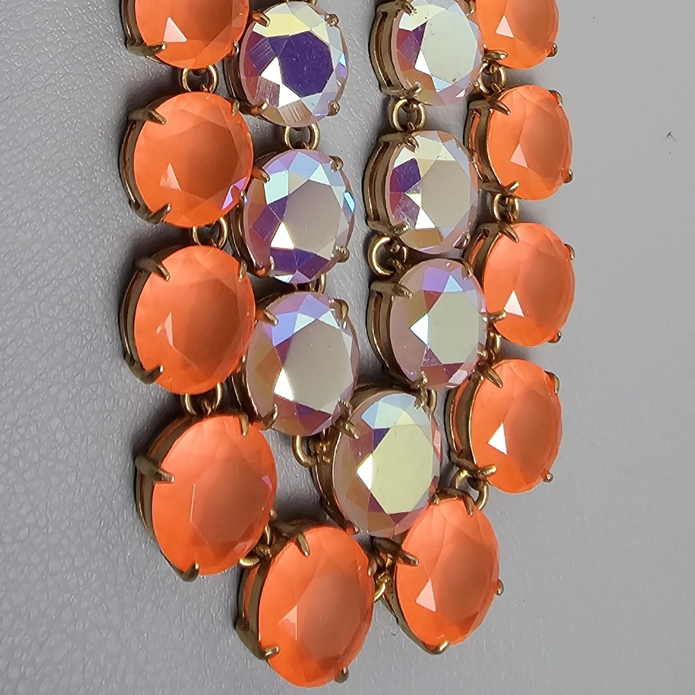 [J. Crew] Layered Statement Necklace Aurora Borealis Iridescent & Orange Stones - Picture 10 of 16